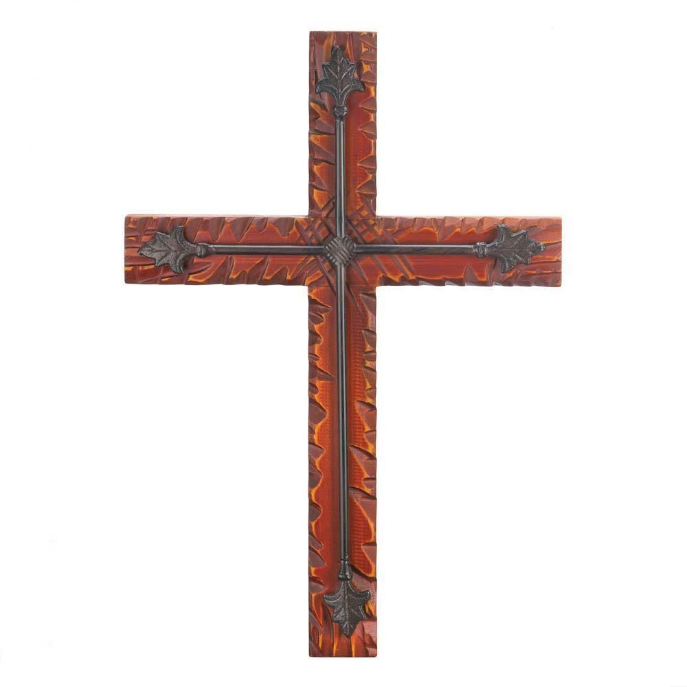 19" Wood And Iron Wall Cross By Wings of Devotion